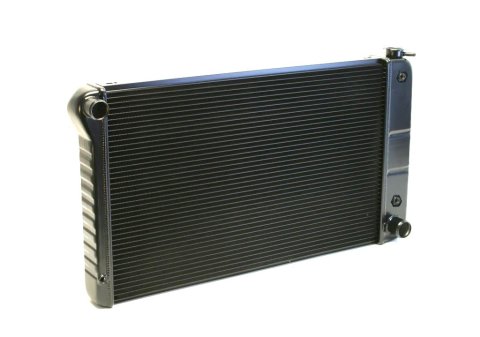 Radiator - Direct Fit - 33 in W x 18.5 in H x 3.25 in D - Single Pass - Driver Side Inlet - Passenger Side Outlet - Automatic Transmission - Aluminum - Black Paint - GM A-Body 1968-72 - Each