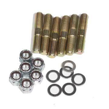 Torque Tube Stud - 3/8-16 in Base Thread - 3/8-24 in Top Thread - 1.875 in Long - Hex Lock Nuts / Washers - Steel - Cadmium - Set of 6