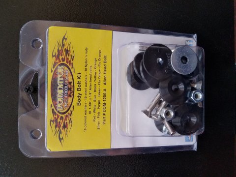 Countersunk Bolt Kit - 1/4-20 in Thread - 1.75 in Long - Allen Head - Countersunk Washers / Nuts - Plastic / Steel - Black - Set of 10