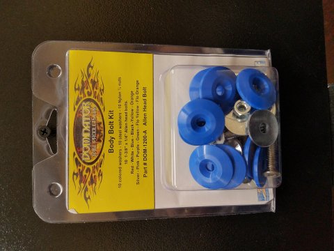 Countersunk Bolt Kit - 1/4-20 in Thread - 1.75 in Long - Allen Head - Countersunk Washers / Nuts - Plastic / Steel - Blue - Set of 10