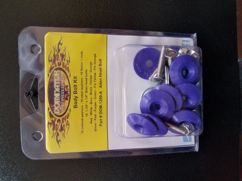 Countersunk Bolt Kit - 1/4-20 in Thread - 1.75 in Long - Allen Head - Countersunk Washers / Nuts - Plastic / Steel - Purple - Set of 10