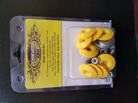 Countersunk Bolt Kit - 1/4-20 in Thread - 1.75 in Long - Allen Head - Countersunk Washers / Nuts - Plastic / Steel - Yellow - Set of 10