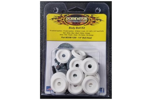Countersunk Bolt Kit - 1/4-20 in Thread - 1.375 in Long - Hex Head - Countersunk Washers / Nuts - Plastic / Steel - White - Set of 10