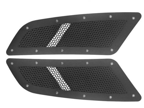 Hood Vents - Stainless Mesh Grilles - Black - Ford Mustang 2015-17 - Kit