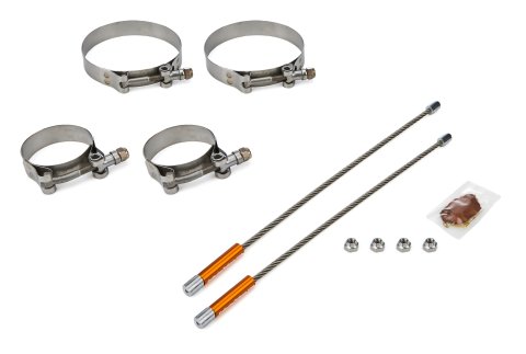 Collector Tethers - Lite - 10 in Cable - 2.25 in Primary Clamps - 4 in Collector Clamps - Lock Nuts Included - Orange Sleeve - Kit