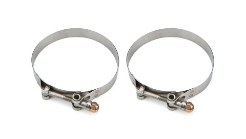 Hose Clamp - T-Bolt - 0.75 in Wide - 4.25 to 4.56 in Range - Stainless - Natural - Pair