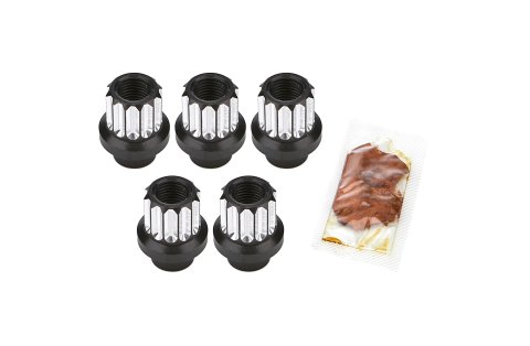 Lug Nut - Shank - 14 mm x 1.5 Thread - 0.400 in Length Shank - Open End - 12 Point - Aluminum - Black Anodized - Set of 5