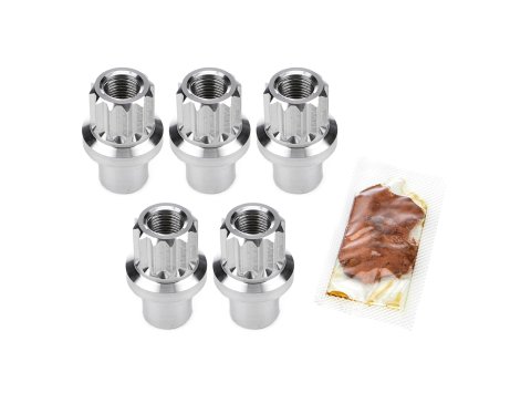Lug Nut - Shank - 1/2-20 in Thread - 0.710 in Length Shank - Open End - 12 Point - Aluminum - Polished - Set of 5