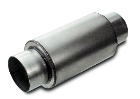 Muffler - Split Flow - 3.5 in Center Inlet - 3.5 in Center Outlet - 5 in Diameter - 6 in Long - Steel - Aluminized - Each