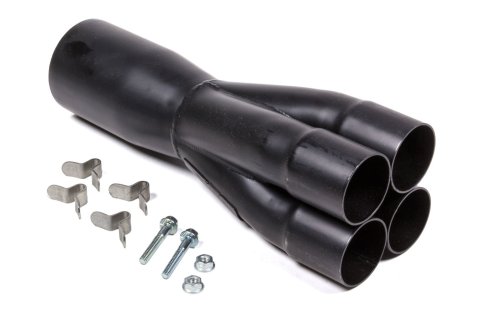 Collector - Slip-On - Merge - 4 x 2.375 in Primary Tubes - 4.5 in Outlet - 12 in Long - Steel - Black Paint - Each