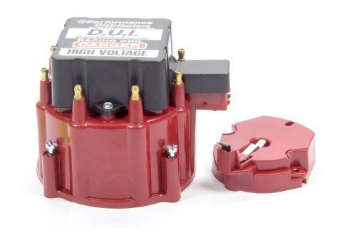 Cap and Rotor Kit - HEI Style Terminal - Brass Terminals - Twist Lock - Red - Non-Vented - Chevy V8 - Kit