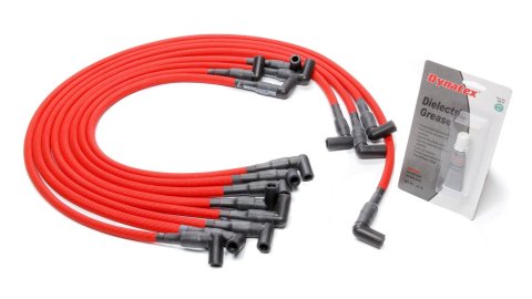 Spark Plug Wire Set - Livewires - Spiral Core - 10 mm - Red - 90 Degree Plug Boots - HEI Style Terminal - GM V8 - Kit
