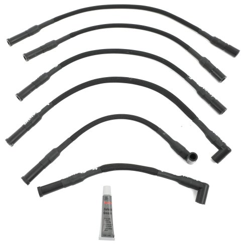 Spark Plug Wire Set - Livewires - Spiral Core - 10 mm - Black - 180 Degree Plug Boots - HEI Style Terminal - Toyota Inline-6 - Kit