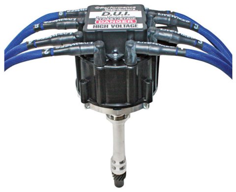 Distributor - Street / Strip Crossfire - Magnetic Pickup - Vacuum Advance - HEI Style Terminal - Black - Chevy V8 - Each