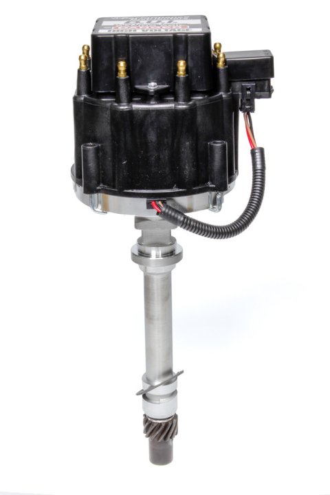 Distributor - Magnetic Pickup - Locked Advance - HEI Style Terminal - Black - Small Block Chevy - Each