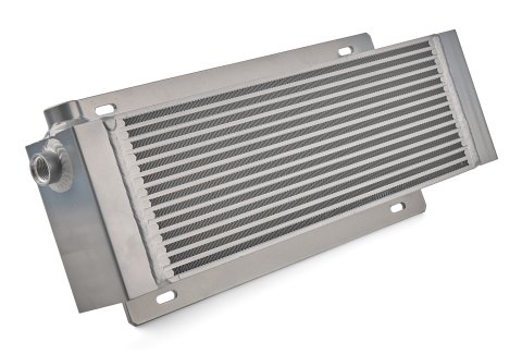 Fluid Cooler - 23.625 x 7.938 x 3.063 in - Plate Type - 12 AN Male Inlet / Outlet - 1/2 in NPT Female Auxiliary Port - Aluminum - Natural - Universal - Each