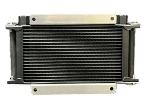 Fluid Cooler - E-Line - 13 x 9.25 x 2 in - Plate Type - 10 AN Female O-Ring Inlet / Outlet - Aluminum - Black Paint - Universal - Each
