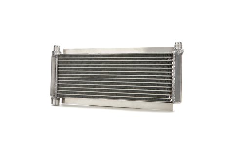 Fluid Cooler - Oil Cooler - 17.5 x 8.5 x 1.625 in - 12 AN Male Inlet / Outlet - 1/2 in NPT Female Auxiliary Port - Aluminum - Natural - Dirt Late Mode