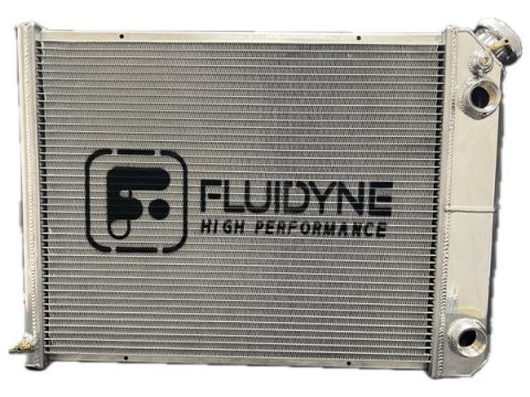 Radiator - 29.25 in W x 19.125 in H x 3 in D - Dual Pass - Passenger Side Inlet - Passenger Side Outlet - Aluminum - Polished - GM LS-Series - Ford Mustang 1979-93 - Each