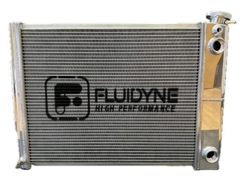 Radiator - 26 in W x 18.5 in H x 3 in D - Dual Pass - Passenger Side Inlet - Passenger Side Outlet - Aluminum - Polished - GM LS-Series - GM A-Body 1964-67 / GM X-Body 1962-79 - Each