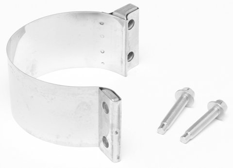 Exhaust Clamp - Band Clamp - 2.75 in Diameter - 3 in Wide Band - Butt Joint - Stainless - Natural - Each