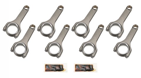Connecting Rod - H Beam - 6.000 in Long - Bushed - 7/16 in Cap Screws - ARP2000 Bolt - Small Block Chevy - Set of 8