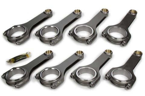 Connecting Rod - Light Series - H Beam - 6.000 in Long - Bushed - 7/16 in Cap Screws - Forged - Steel - Small Block Chevy - Set of 8
