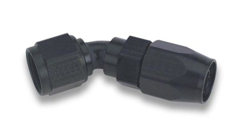 Fitting - Hose End - Ano-Tuff - Swivel-Seal - 45 Degree - 12 AN Hose to 12 AN Female Swivel - Aluminum - Black Anodized - Each