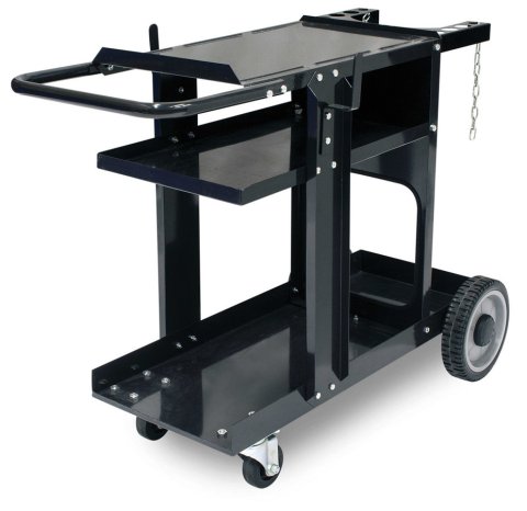 Welding Cart - 30.5 in Tall x 16 in Wide x 38 in Long - 3 Shelves - Gas Bottle Station - Steel - Black Powder Coat - Each