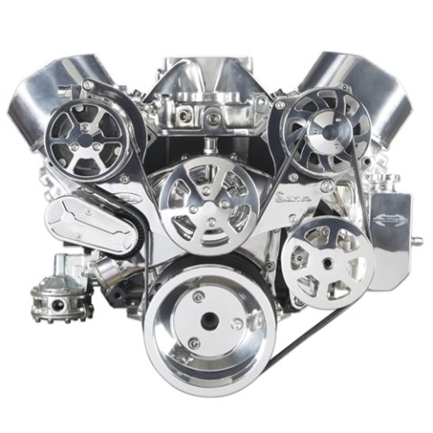 Pulley Kit - 6-Rib Serpentine - Aluminum - Polished - Big Block Chevy - Kit