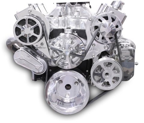 Pulley Kit - 6-Rib Serpentine - Aluminum - Polished - Small Block Chevy - Kit