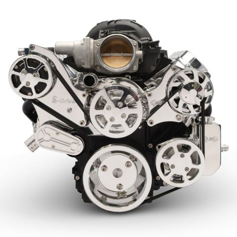 Pulley Kit - 6-Rib Serpentine - Aluminum - Polished - GM LS-Series - Kit