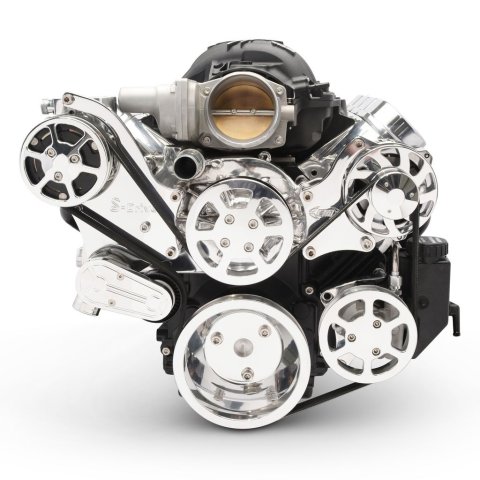 Pulley Kit - 6-Rib Serpentine - Aluminum - Polished - GM LS-Series - Kit