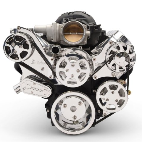 Pulley Kit - 6-Rib Serpentine - Aluminum - Polished - GM LS-Series - Kit