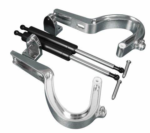 Trunk Hinges - Black Gas Struts - Aluminum - Polished - 2 Door / 4 Door - GM Fullsize Car 1955-57 - Pair
