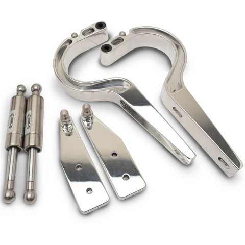 Trunk Hinges - Black Gas Struts - Aluminum - Polished - GM B-Body 1963-64 - Pair