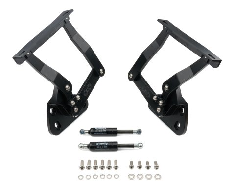 Hood Hinge - Stainless Hardware - Bearings - Aluminum - Black Powder Coat - GM Fullsize Truck 1967-72 - Kit