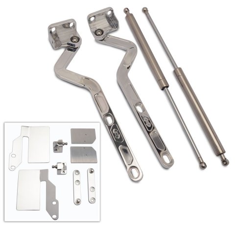 Hood Hinge - Stainless Hardware - Bearings - Aluminum - Polished - GM Fullsize Truck 1981-87 - Kit