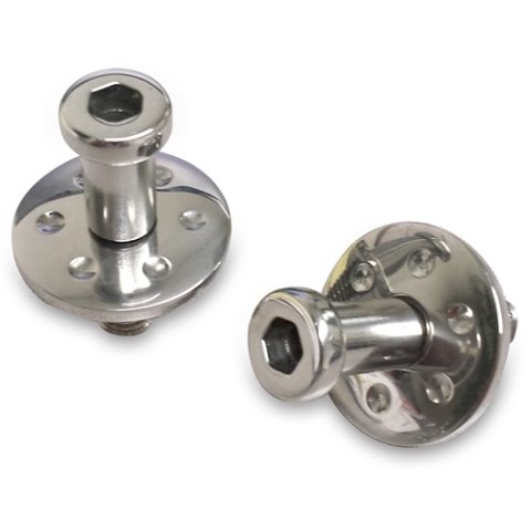 Door Latch Striker - 7/16-14 in Thread - Dimpled Accents - Stainless - Polished - GM Style - Pair