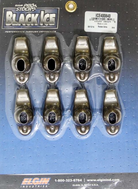 Rocker Arm - Black Ice - 3/8 in Stud Mount - 1.50 Ratio - OEM / Long Slot - Steel - Small Block Chevy - Set of 8