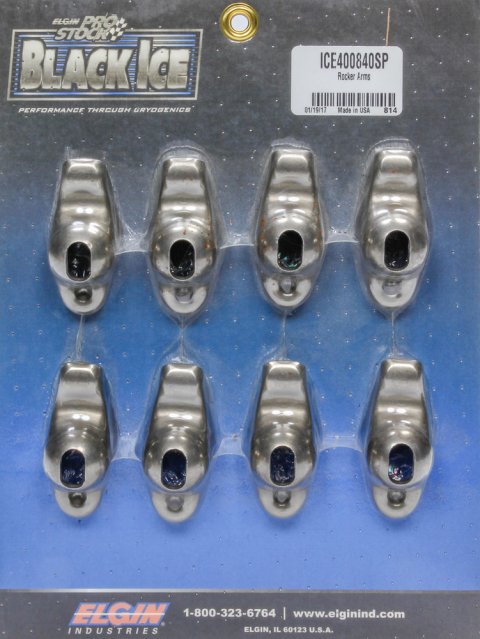 Rocker Arm - Black Ice - 3/8 in Stud Mount - 1.60 Ratio - OEM / Long Slot - Steel - Small Block Chevy - Set of 8