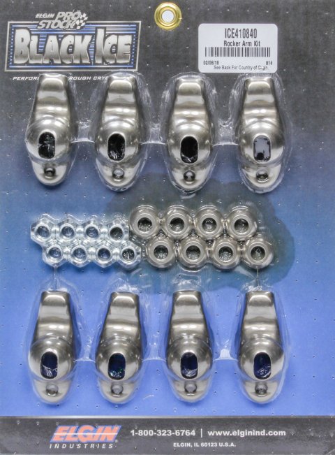 Rocker Arm - Black Ice - 3/8 in Stud Mount - 1.50 Ratio - OEM / Long Slot - Ball / Nut Included - Steel - Small Block Chevy - Set of 8