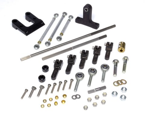 Throttle Linkage - Profiler - Side Mount - Dual Quad - Aluminum / Steel - Black Anodized / Zinc Oxide - Dominator Carburetors - Small Block Chevy - Kit