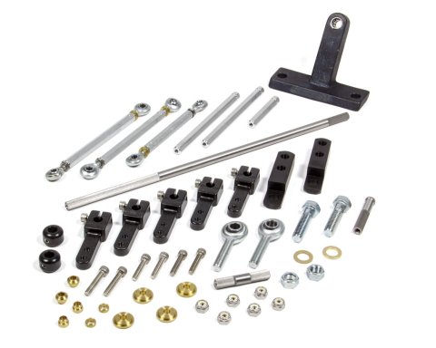 Throttle Linkage - Side Mount - Dual Quad - Aluminum / Steel - Black Anodized / Zinc Oxide - Dominator Carburetors - Tunnel Ram - Big Block Chevy - Kit