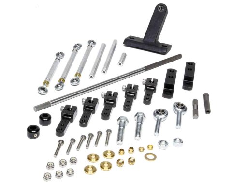 Throttle Linkage - Side Mount - Dual Quad - Aluminum / Steel - Black Anodized / Zinc Oxide - Dominator Carburetors - Tunnel Ram - Big Block Chevy - Kit