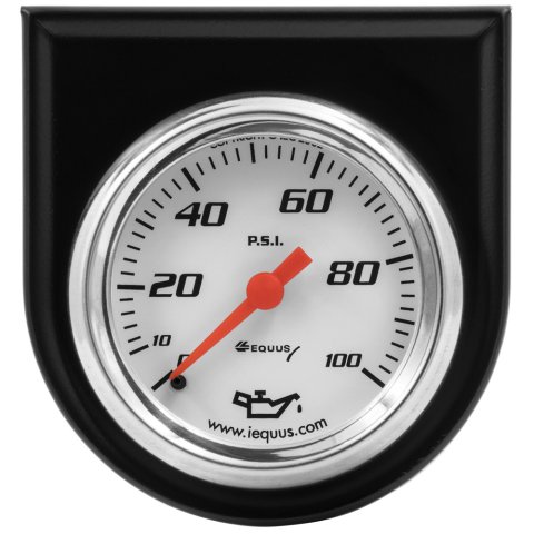 Oil Pressure Gauge - 5000 Series - 0-100 psi - Mechanical - Analog - Full Sweep - 2 in Diameter - Panel Mount - White Face - Each