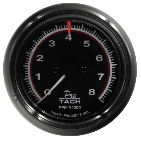 Tachometer - 6000 Series - 8000 RPM - Electric - Analog - 3-3/8 in Diameter - Pedestal Mount - Black Face - Each