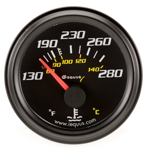 Water Temperature Gauge - 6000 Series - 130-280 Degree F - Mechanical - Analog - Short Sweep - 2 in Diameter - Black Face - Each