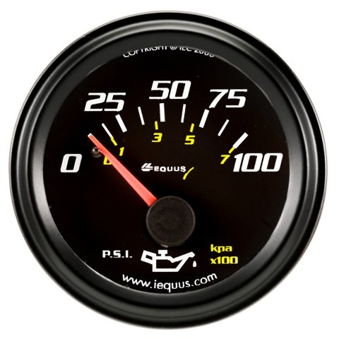Oil Pressure Gauge - 6000 Series - 0-100 psi - Mechanical - Analog - Short Sweep - 2 in Diameter - Black Face - Each