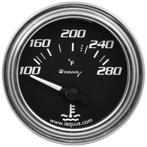 Water Temperature Gauge - 7000 Classic Series - 100-280 Degree F - Electric - Analog - Short Sweep - 2 in Diameter - Black Face - Each